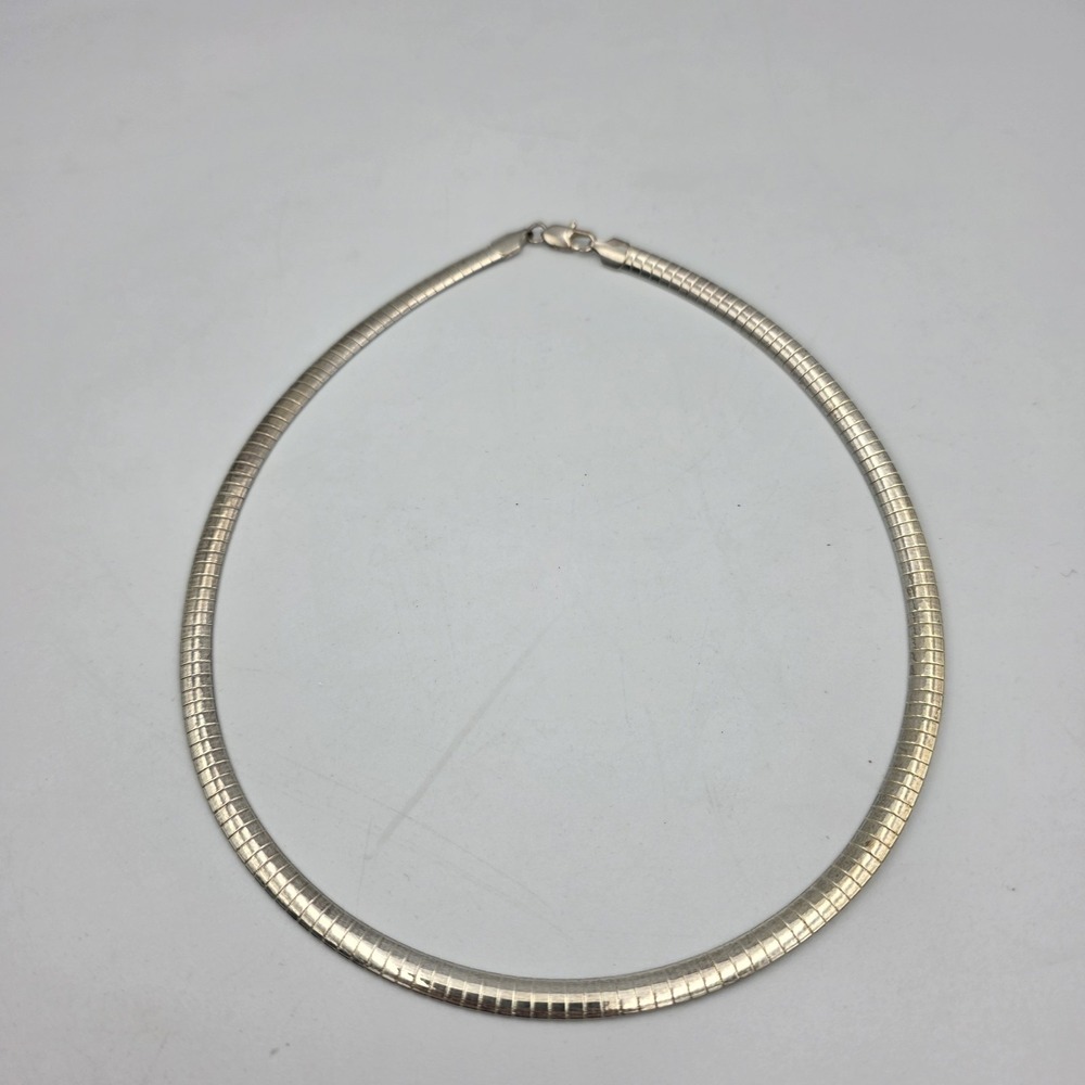 Vtg Snake Chain Silver Tone Necklace Collar Choker Lobster Clasp Minimalist 18" - Picture 3 of 6